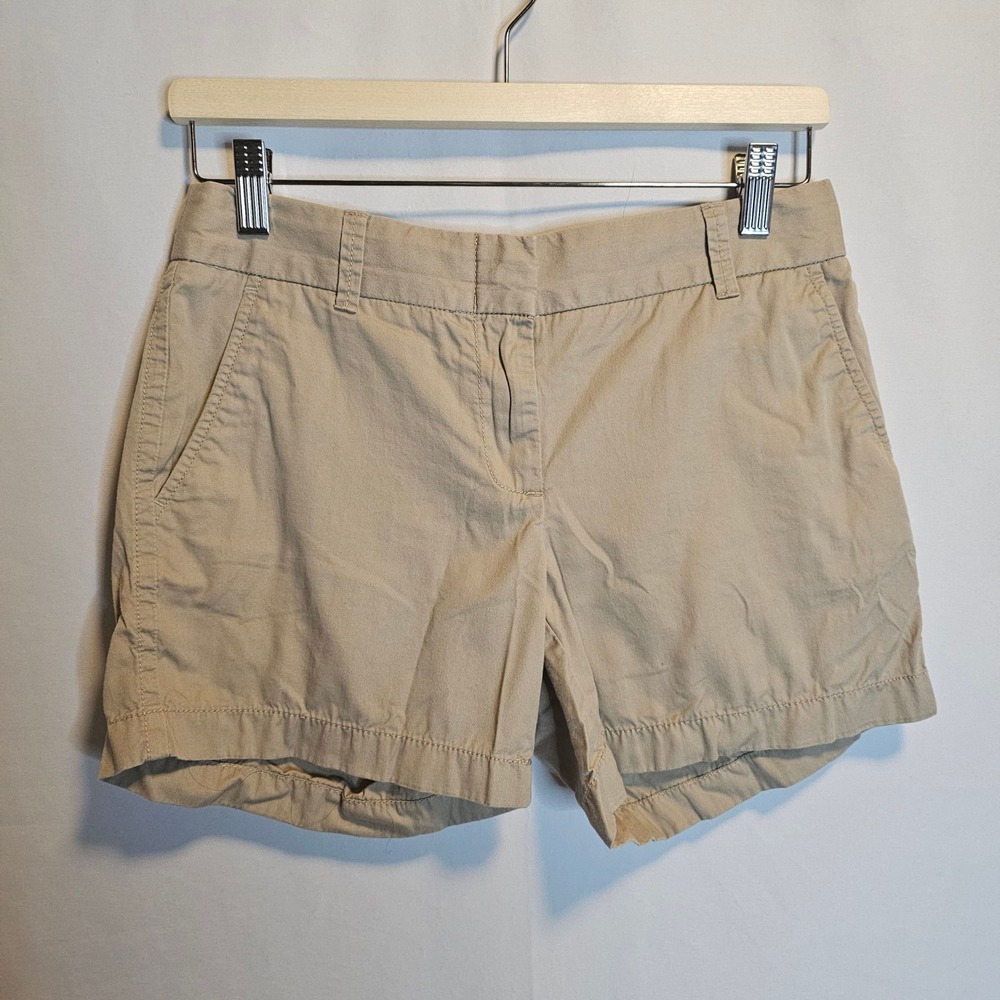 J.Crew Womens Shorts Size 0 Khaki‎ Tan Chino Casual Cotton Career Broken In